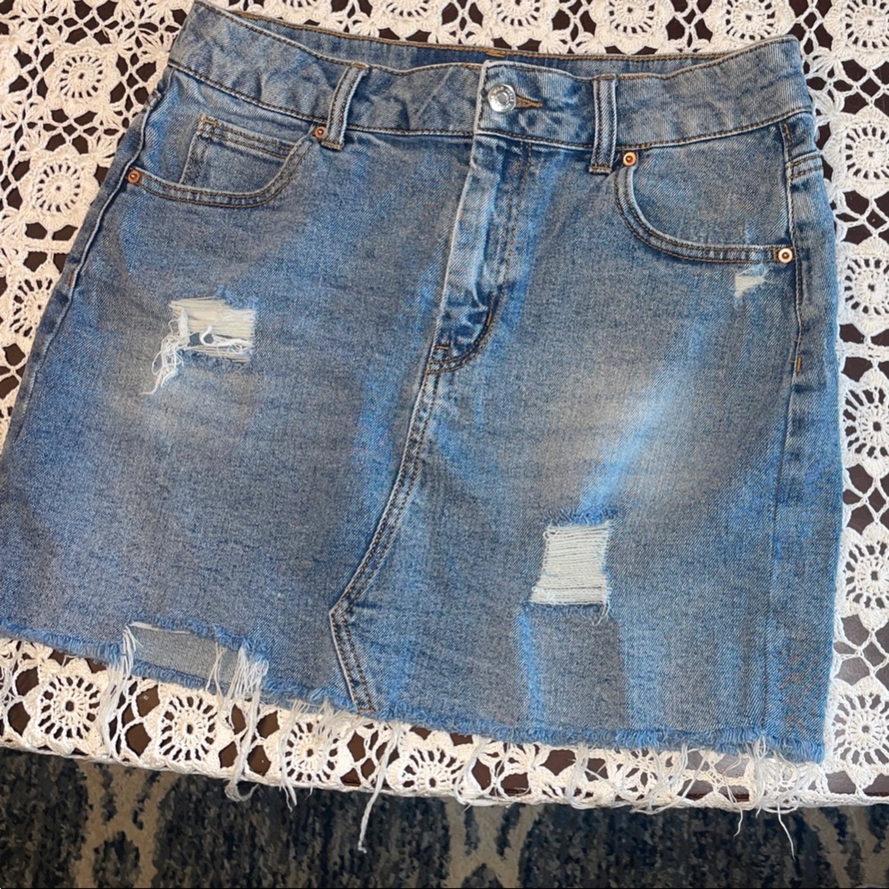 wild fable Blue Distressed Denim Mini Skirt